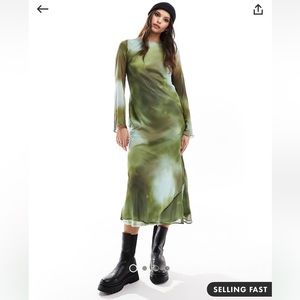 ASOS Design chiffon long sleeve midi dress blur print
